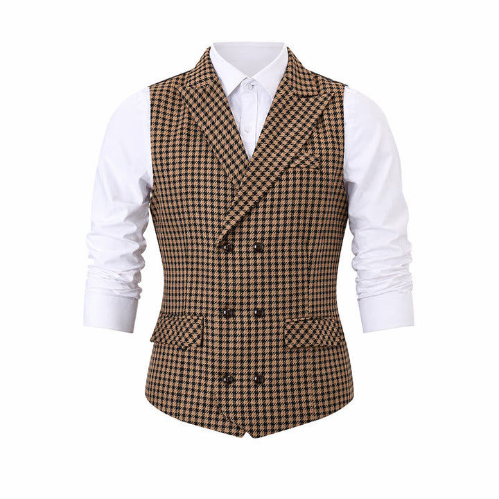 Men's Houndstooth Plaid Middle Ages Style Suit Vest - image 8