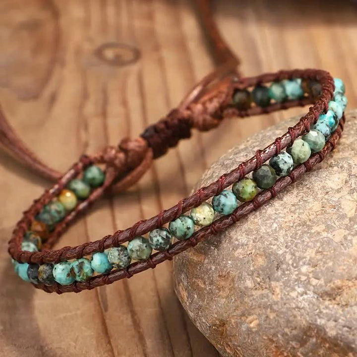Dainty Turquoise Beaded Boho Wrap Adjustable Braided Bracelet - image 1