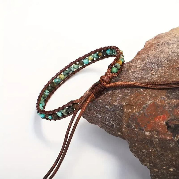 Dainty Turquoise Beaded Boho Wrap Adjustable Braided Bracelet - image 3