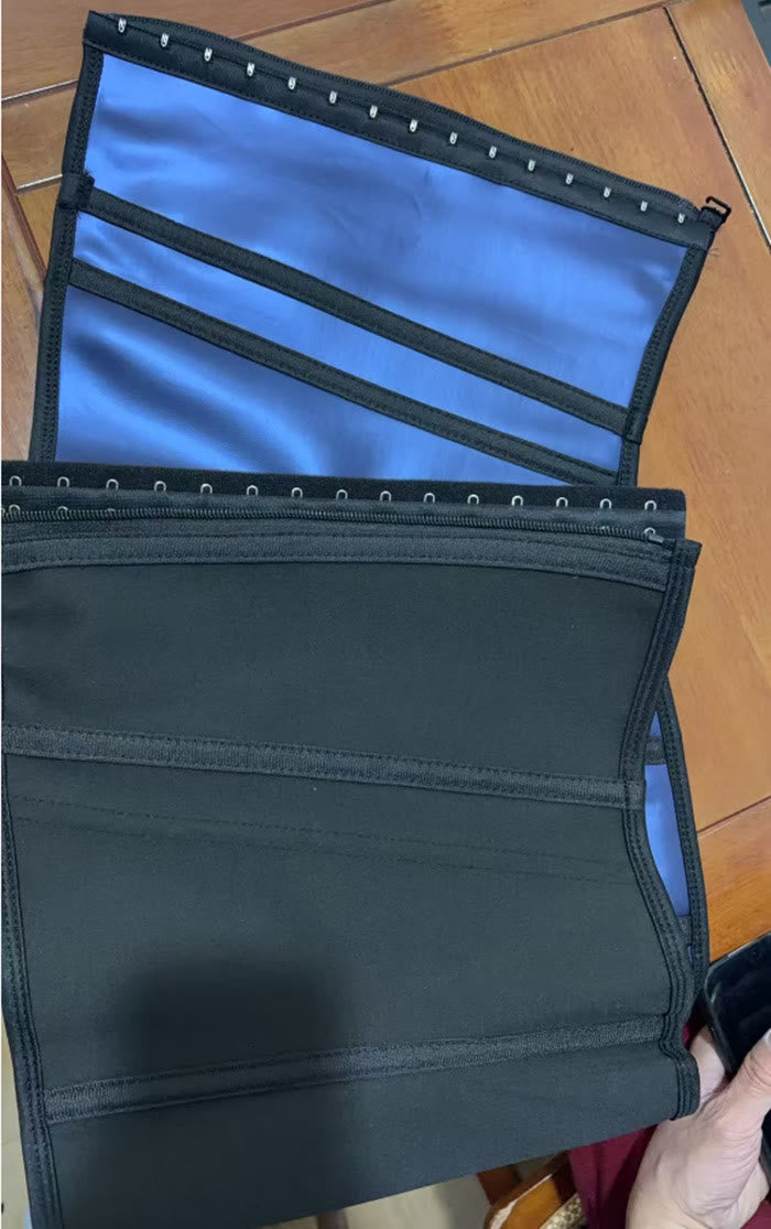 Women Nylon Boned Waist Trainer Multi Rear Hook Tummy Control Slim Corset Shaper - Black-Blue Silver Ion Coated - 3XL - image 7