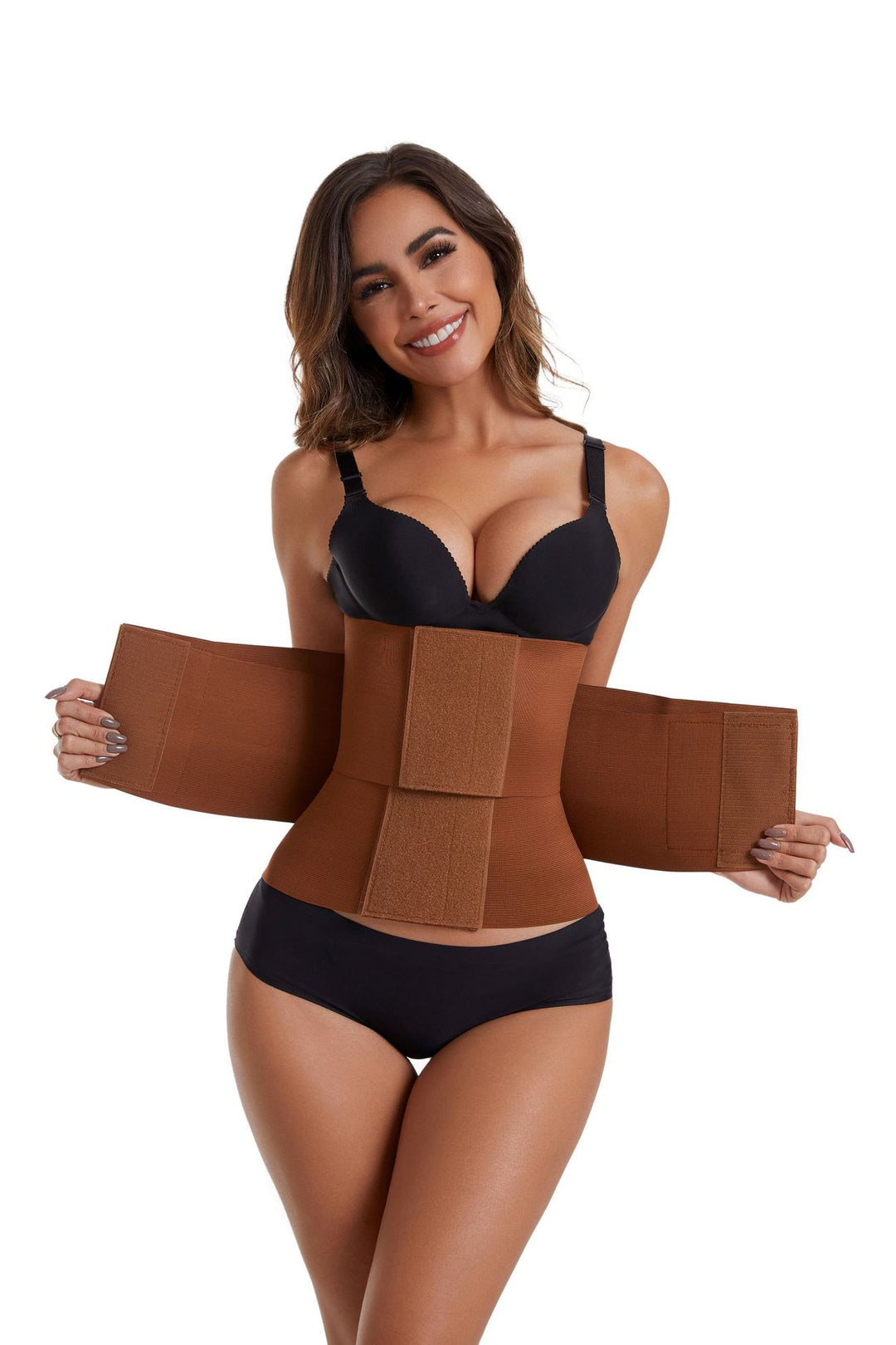 Women Polyester Corset Waist Trainer Tummy Control Body Shaper Belt - Coffee - 2XL - image 1