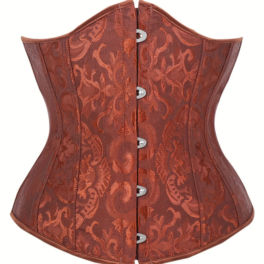 Women Polyester Lace Corset Off  Tummy Control Body Shaper - Brown - XL - image 7