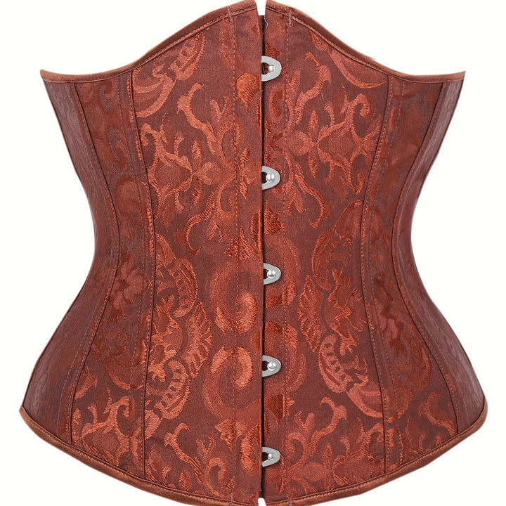 Women Polyester Lace Corset Off  Tummy Control Body Shaper - Brown - XL - image 7