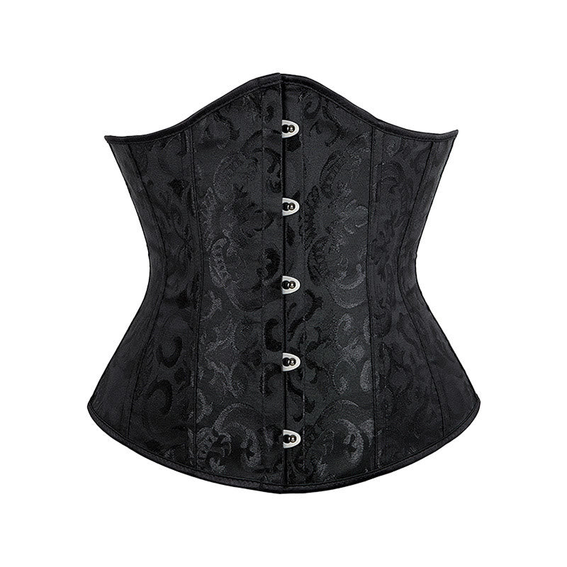 Women Short Jacquard Corset Waist Cincher Tummy Control Body Shaper - Black - 6XL - image 16