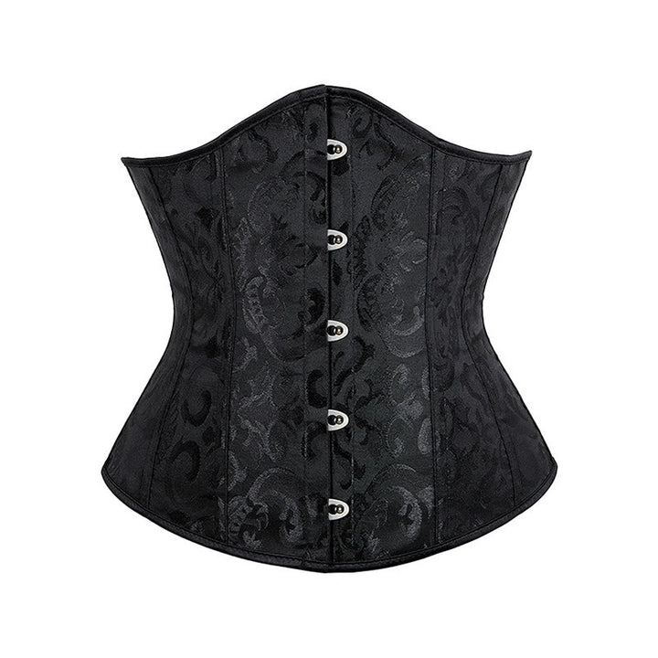 Women Short Jacquard Corset Waist Cincher Tummy Control Body Shaper - Black - 6XL - image 16