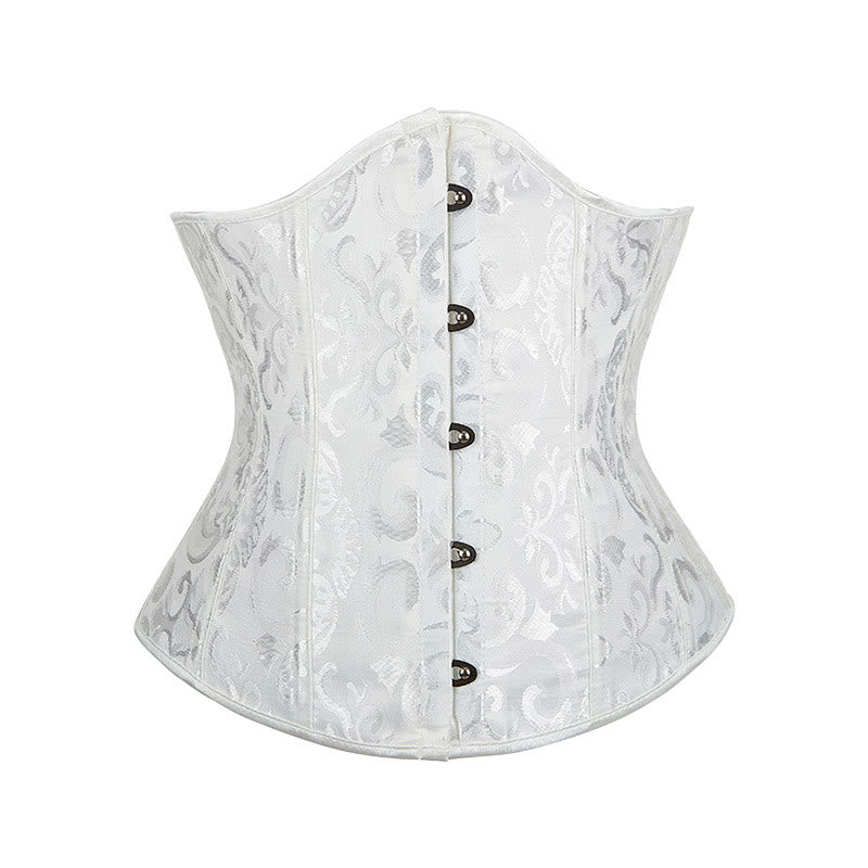 Women Short Jacquard Corset Waist Cincher Tummy Control Body Shaper - White - 6XL - image 22