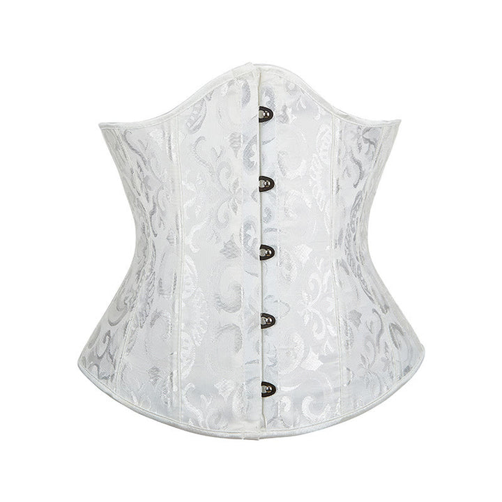 Women Short Jacquard Corset Waist Cincher Tummy Control Body Shaper - White - 6XL - image 22