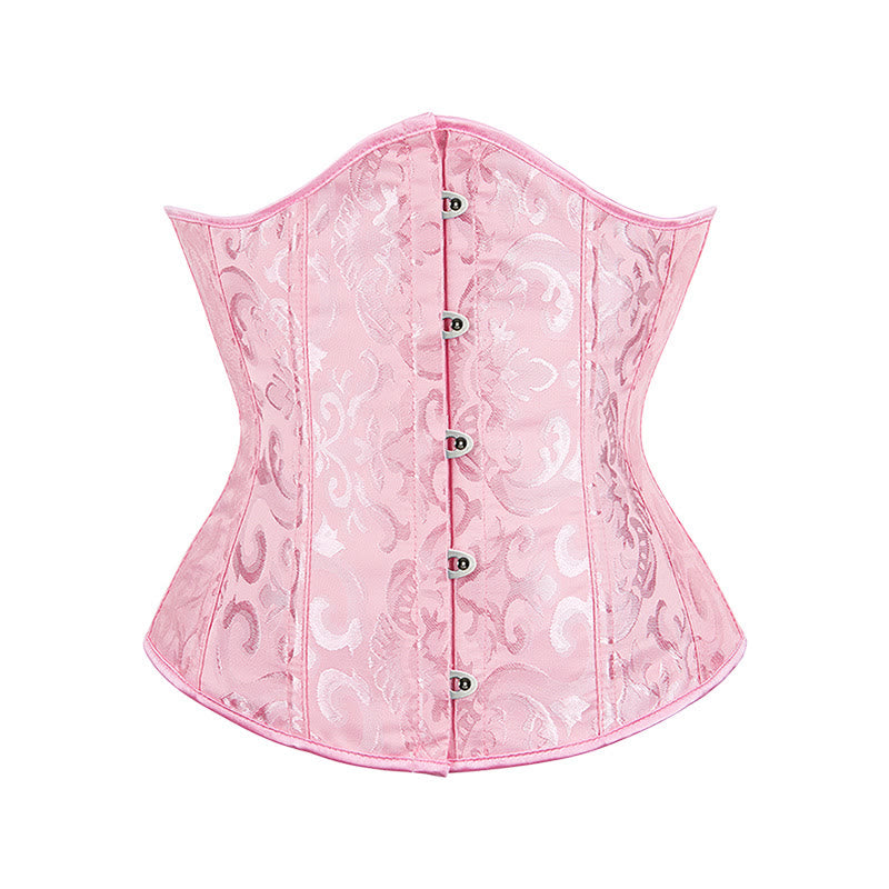 Women Short Jacquard Corset Waist Cincher Tummy Control Body Shaper - Pink - 6XL - image 21