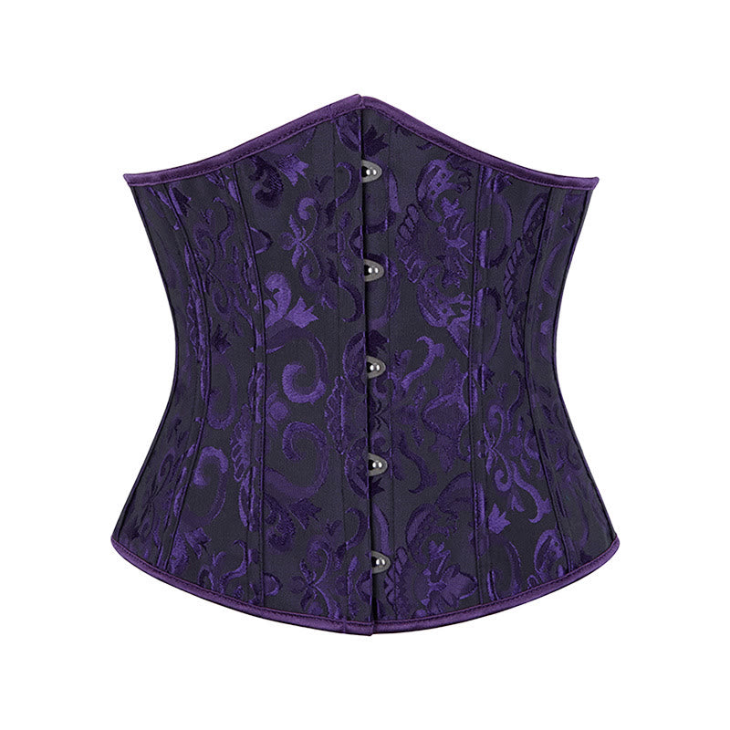 Women Short Jacquard Corset Waist Cincher Tummy Control Body Shaper - Deep Purple - 6XL - image 15