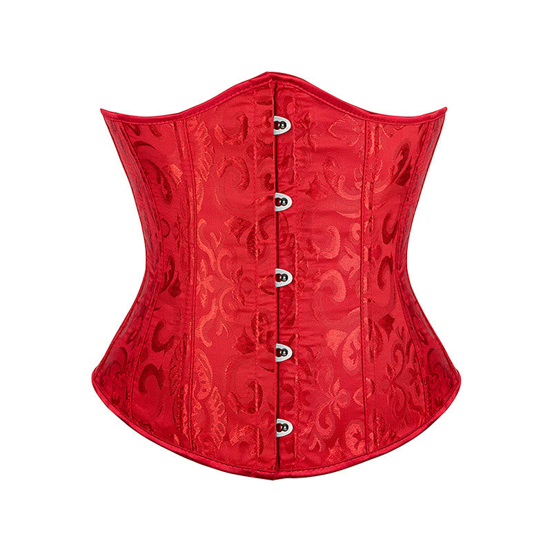 Women Short Jacquard Corset Waist Cincher Tummy Control Body Shaper - Red - 6XL - image 14