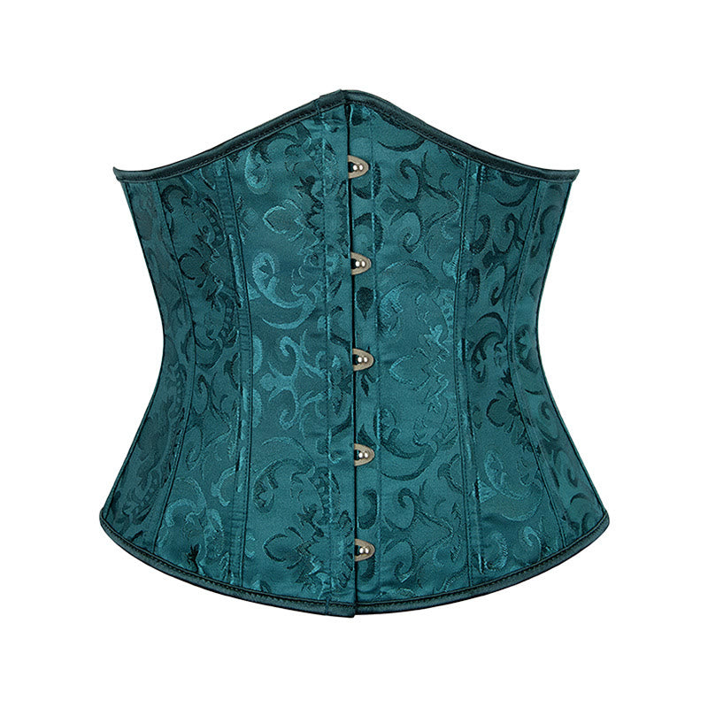 Women Short Jacquard Corset Waist Cincher Tummy Control Body Shaper - Dark Green - 6XL - image 6