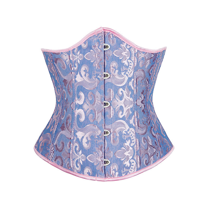 Women Short Jacquard Corset Waist Cincher Tummy Control Body Shaper - Blue Pink - 6XL - image 10