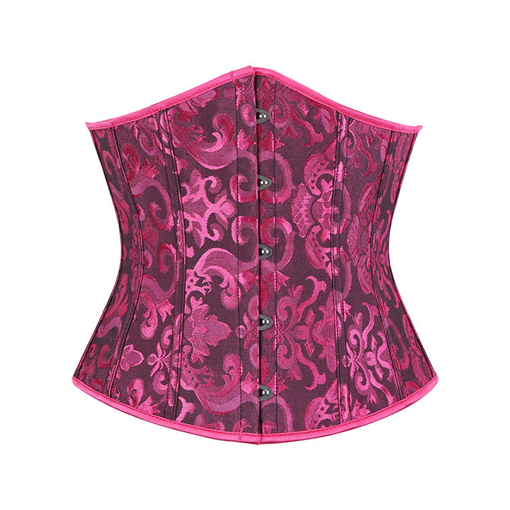 Women Short Jacquard Corset Waist Cincher Tummy Control Body Shaper - Black Rose Red - 6XL - image 17