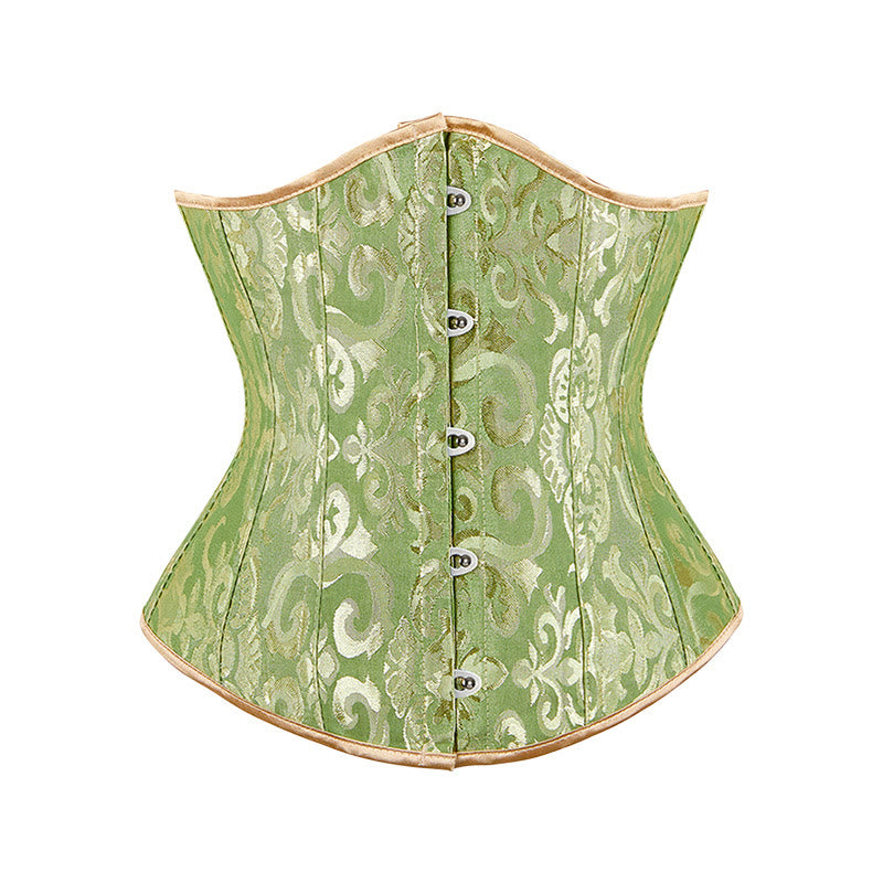 Women Short Jacquard Corset Waist Cincher Tummy Control Body Shaper - Green - 6XL - image 9