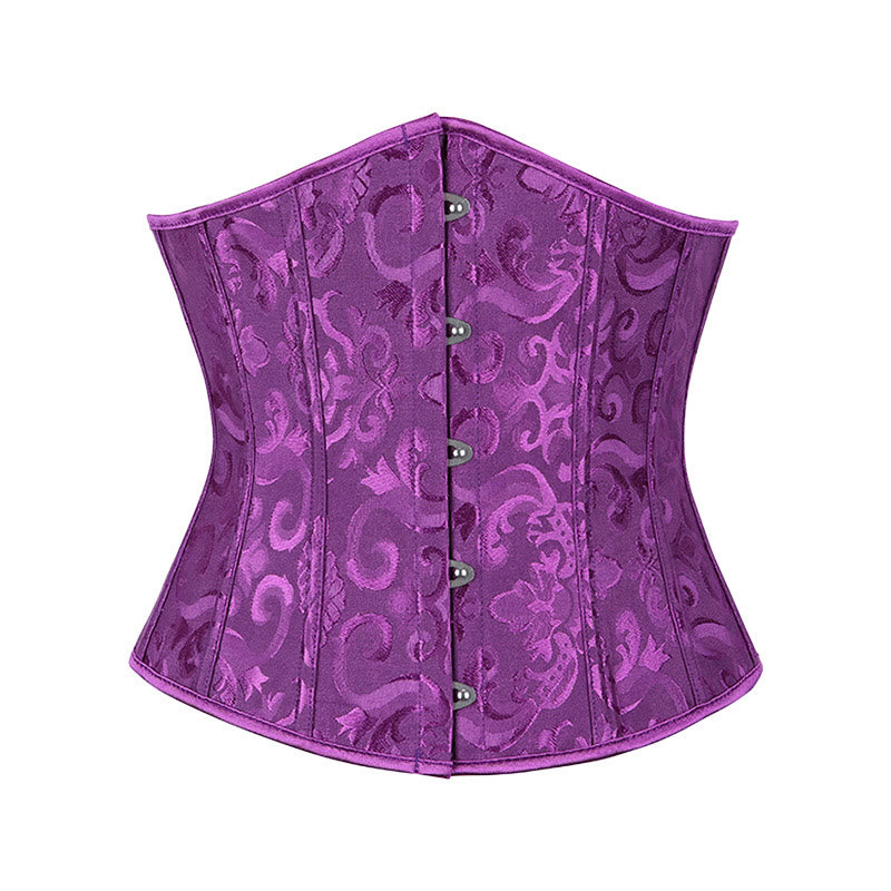 Women Short Jacquard Corset Waist Cincher Tummy Control Body Shaper - Purple - 6XL - image 3