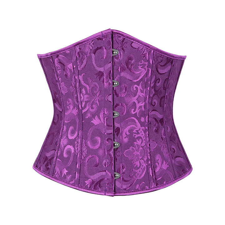 Women Short Jacquard Corset Waist Cincher Tummy Control Body Shaper - Purple - 6XL - image 3