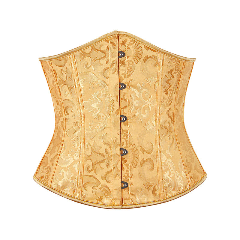 Women Short Jacquard Corset Waist Cincher Tummy Control Body Shaper - Golden - 6XL - image 12