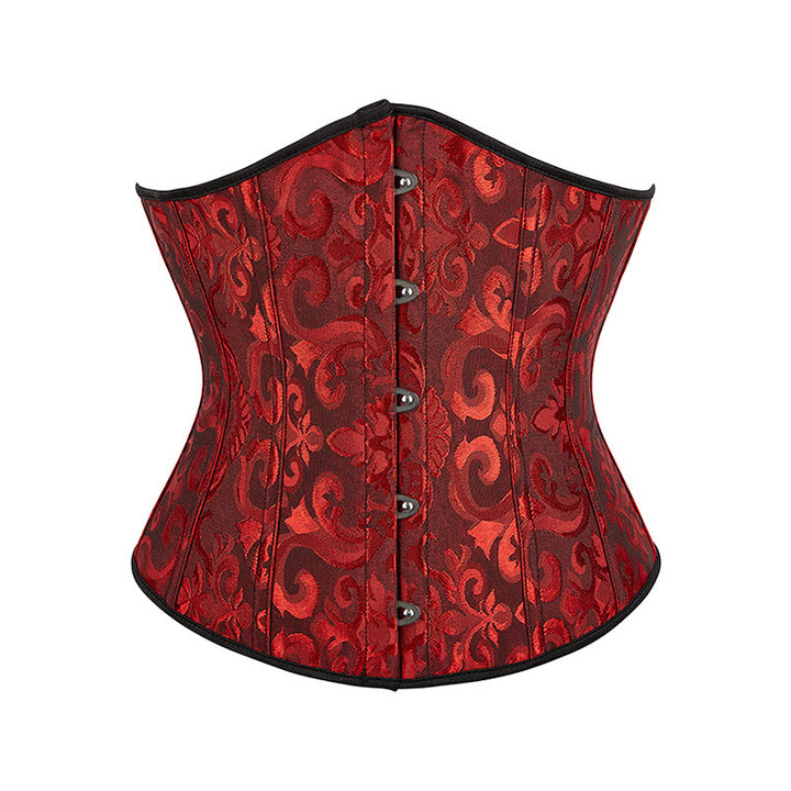 Women Short Jacquard Corset Waist Cincher Tummy Control Body Shaper - Black Red - 6XL - image 20
