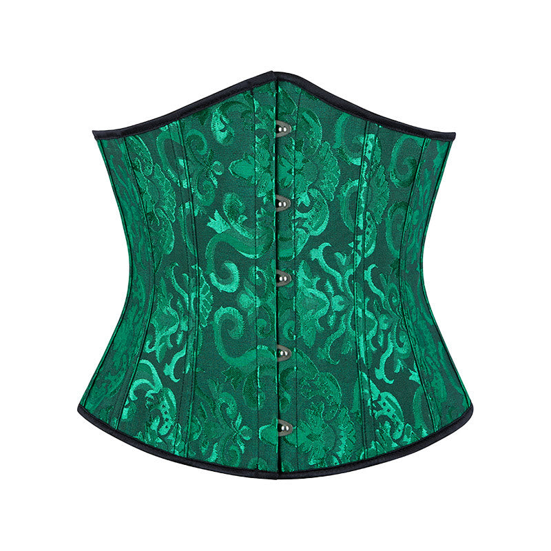 Women Short Jacquard Corset Waist Cincher Tummy Control Body Shaper - Black Green - 6XL - image 18