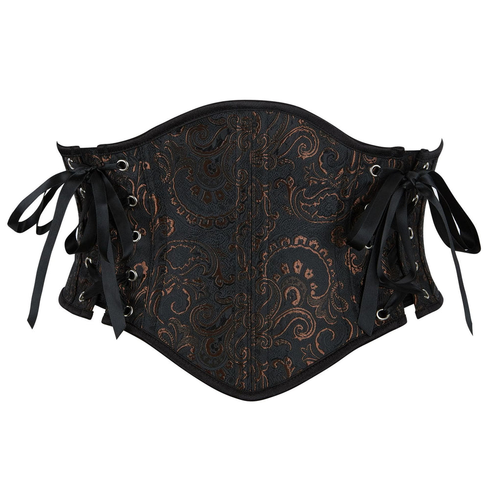 Women Retro Jacquard Waist Shaper 13 Bones Steel Boned Corset Tightening Hourglass Body Shapewear - Black - 2XL - image 1