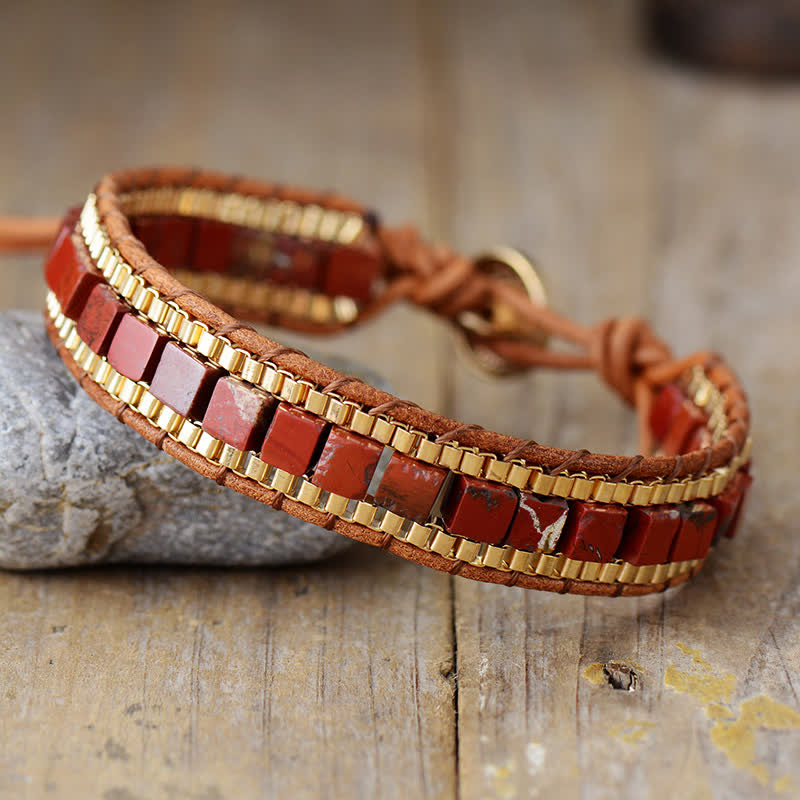 Modern Southwestern Style Square Turquoise Beaded Bracelet - Red - image 7