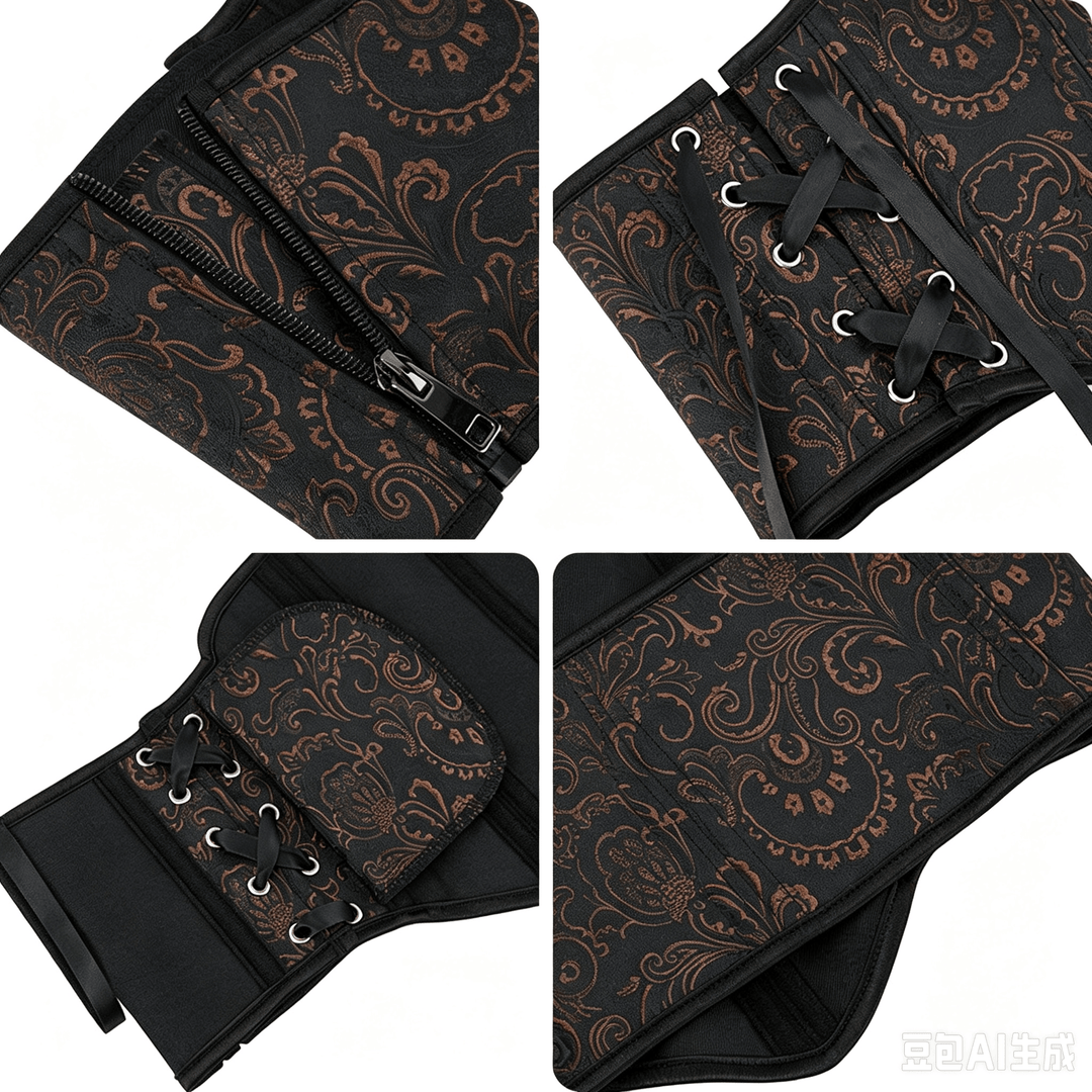 Women Retro Jacquard Waist Shaper 13 Bones Steel Boned Corset Tightening Hourglass Body Shapewear - image 4