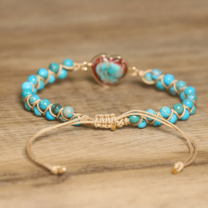 Heart Natural Stone Macrame Adjustable Love Bracelet - image 3