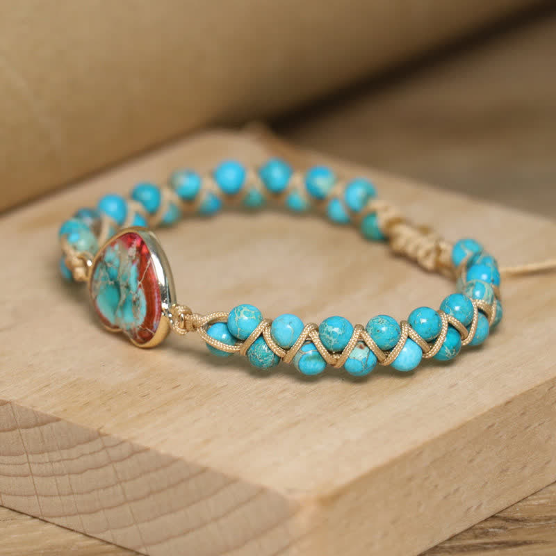 Heart Natural Stone Macrame Adjustable Love Bracelet - image 4
