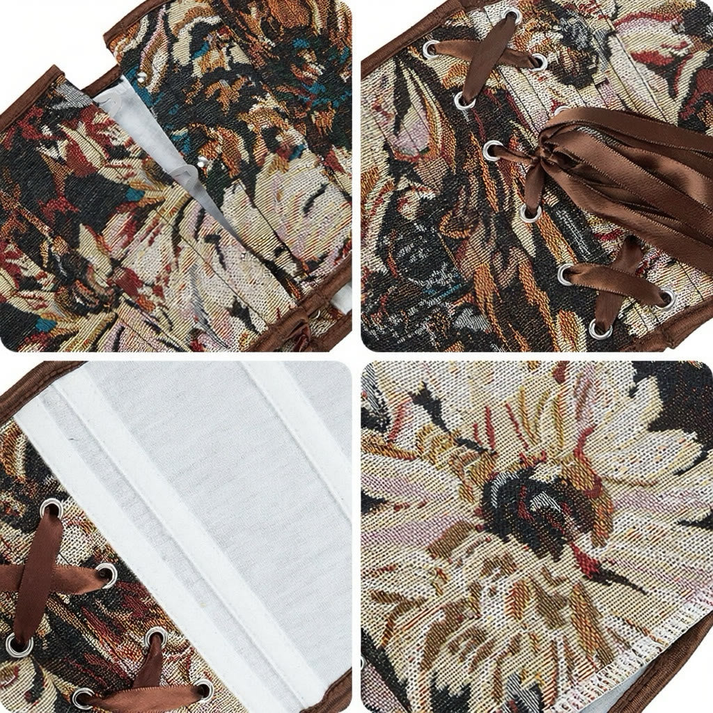 Retro Floral Jacquard Short Corset Fashion Outerwear for Daily & Party - image 5