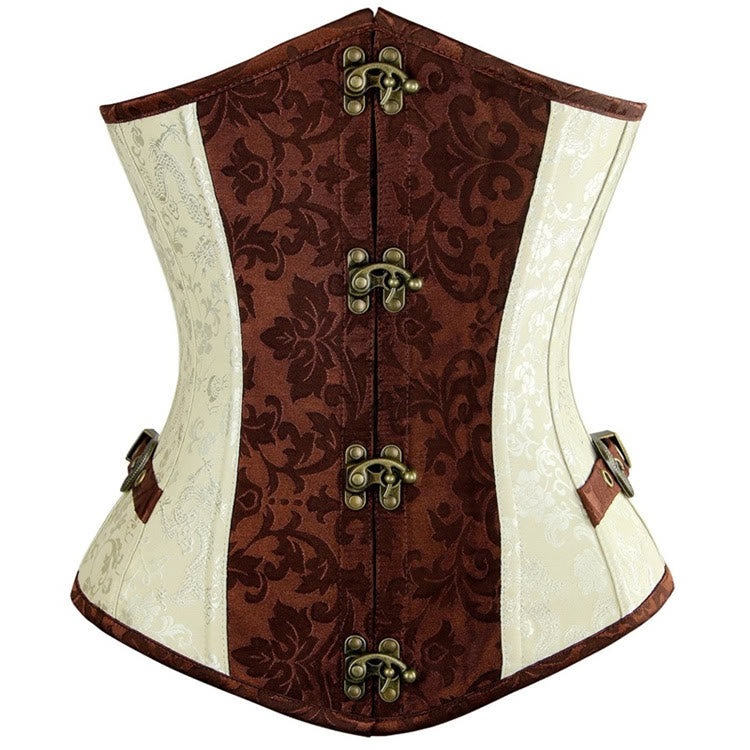 Women Gothic Jacquard Corset Waist Cincher Body Shaper - Apricot - 2XL - image 1