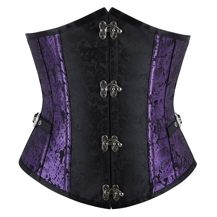 Women Gothic Jacquard Corset Waist Cincher Body Shaper - Purple - 2XL - image 3