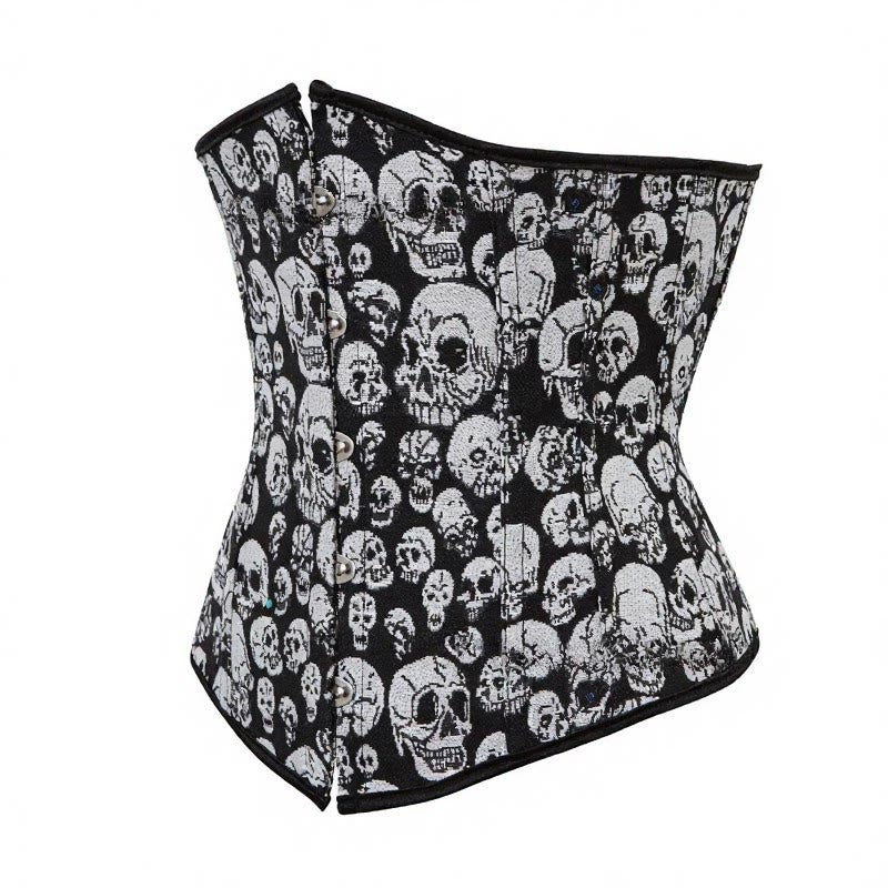 Women's Gothic Skull Printed Elastic Front Clasp Waist Cincher Corset for Halloween Punk Cosplay - image 2