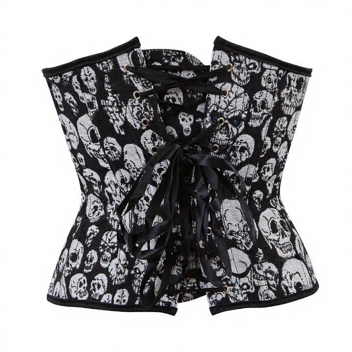 Women's Gothic Skull Printed Elastic Front Clasp Waist Cincher Corset for Halloween Punk Cosplay - image 3