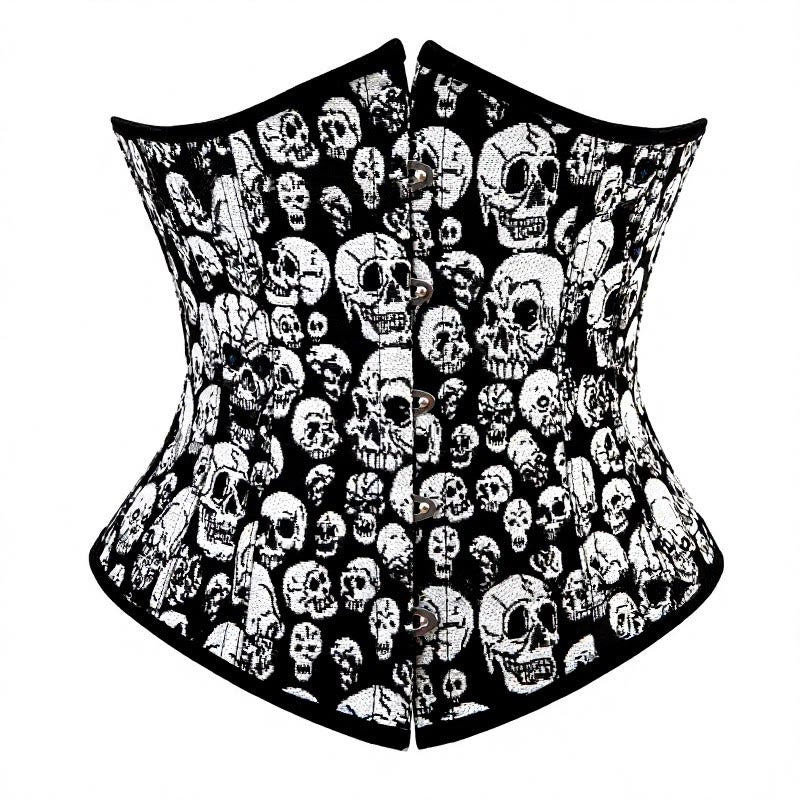 Women's Gothic Skull Printed Elastic Front Clasp Waist Cincher Corset for Halloween Punk Cosplay - image 1