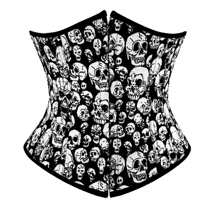 Women's Gothic Skull Printed Elastic Front Clasp Waist Cincher Corset for Halloween Punk Cosplay - image 1