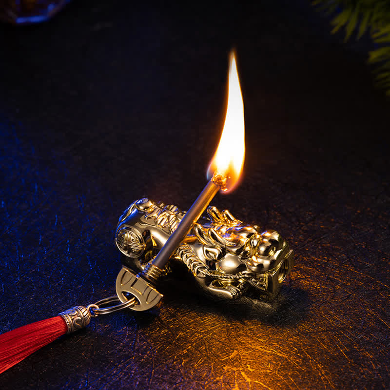 Lucky Fortune Permanent Matchstick Refillable Oil Lighter - Gold - image 0