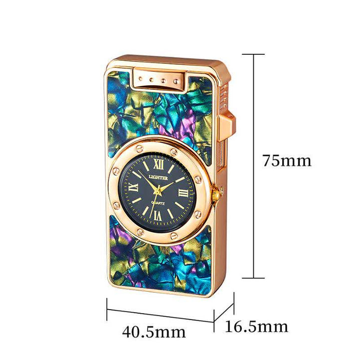 Time Flame Colorful Shells Butane Lighter With Clock - image 9