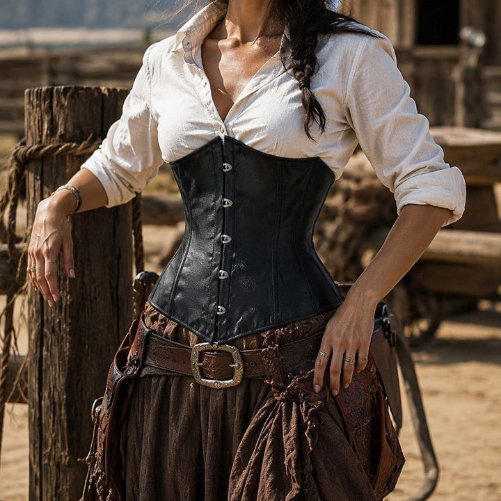 Western Cowgirl Satin Steel Boned Corset Waist Cincher - image 0