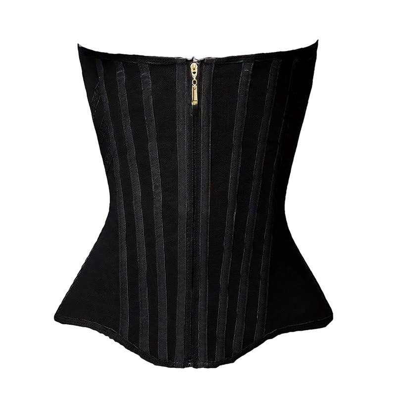 Women Glossy PU Polyester Corset Waist Trainer  Hourglass Slimming Cincher - Black - 3XL - image 2