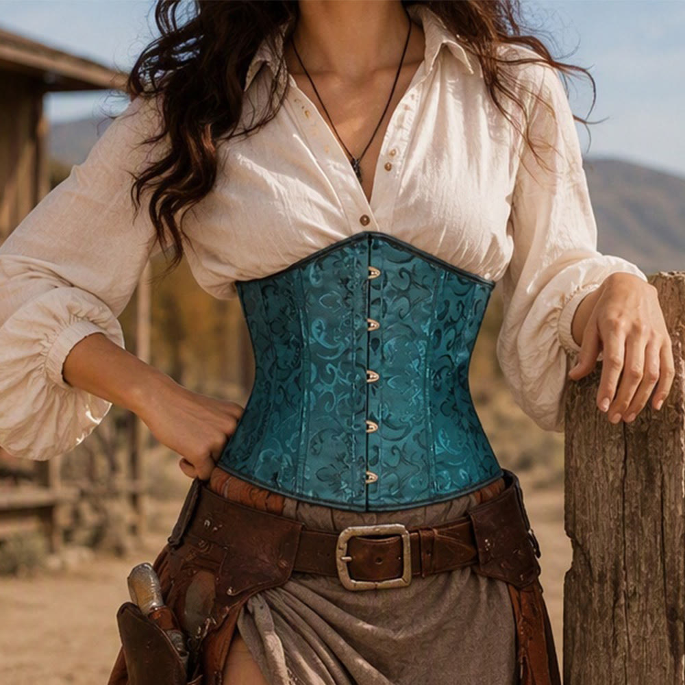 Women Short Jacquard Corset Waist Cincher Tummy Control Body Shaper - image 0