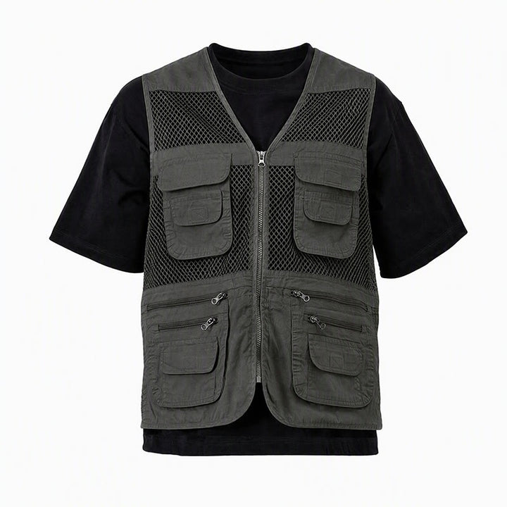 Men's Four Season Zipper Mesh Utility Pure Cotton Vest - image 13