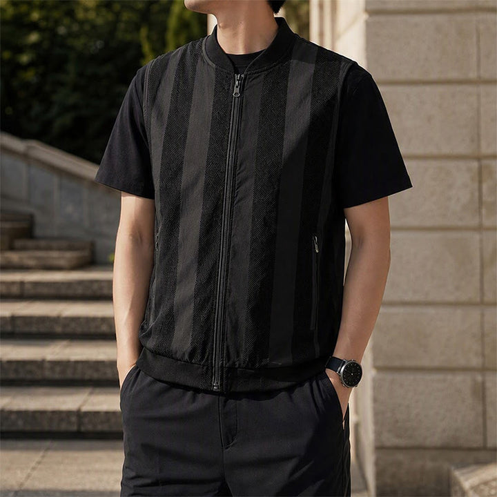 Men's Lightweight See Through Mesh Zipper Jacket Casual Vest - Black - 5XL - image 4