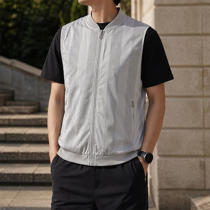 Men's Lightweight See Through Mesh Zipper Jacket Casual Vest - Grey - 5XL - image 6