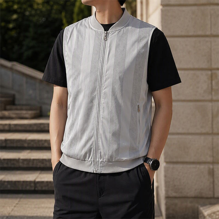 Men's Lightweight See Through Mesh Zipper Jacket Casual Vest - Grey - 5XL - image 6