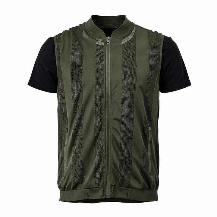 Men's Lightweight See Through Mesh Zipper Jacket Casual Vest - Army Green - 5XL - image 16