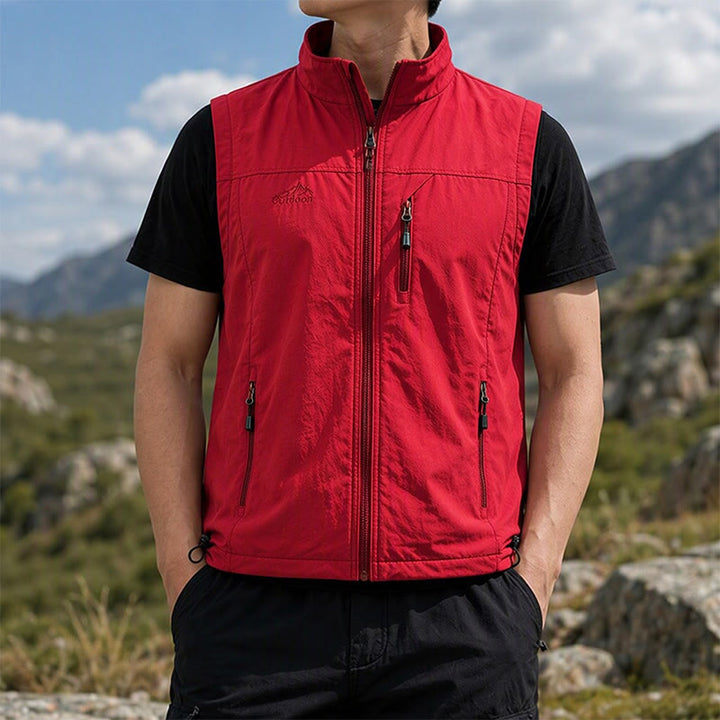 Men's Quick Dry Outdoor Utility Casual Waistcoat Vest - Red - 5XL - image 6