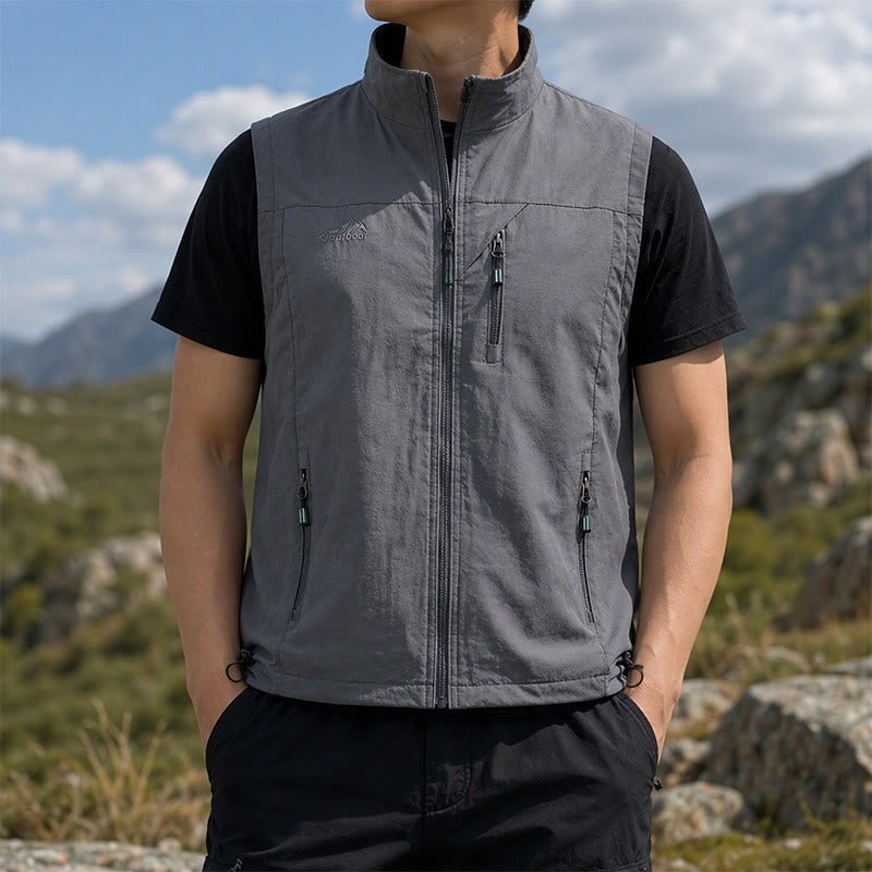 Men's Quick Dry Outdoor Utility Casual Waistcoat Vest - Grey - 5XL - image 4