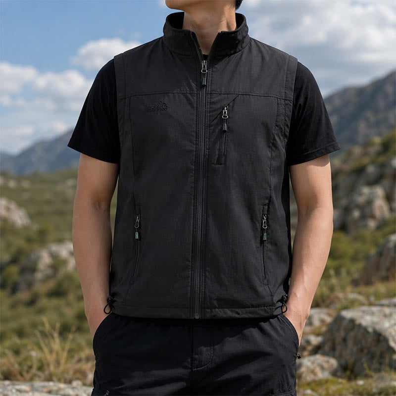 Men's 4-season Quick Dry Multi Zipper Pocket Lightweight Vest - Black - 5XL - image 5