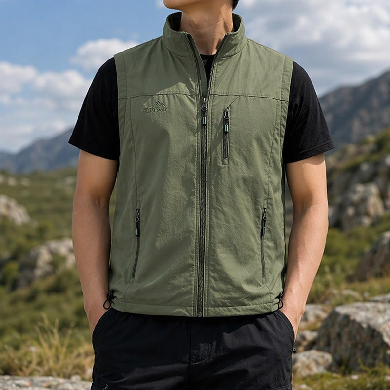 Men's 4-season Quick Dry Multi Zipper Pocket Lightweight Vest - Army Green - 5XL - image 7