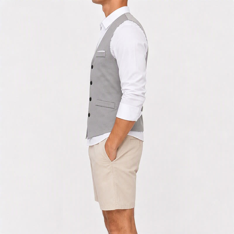 Men's British Slim Fit Suit Waistcoat Formal Business Vest - image 3